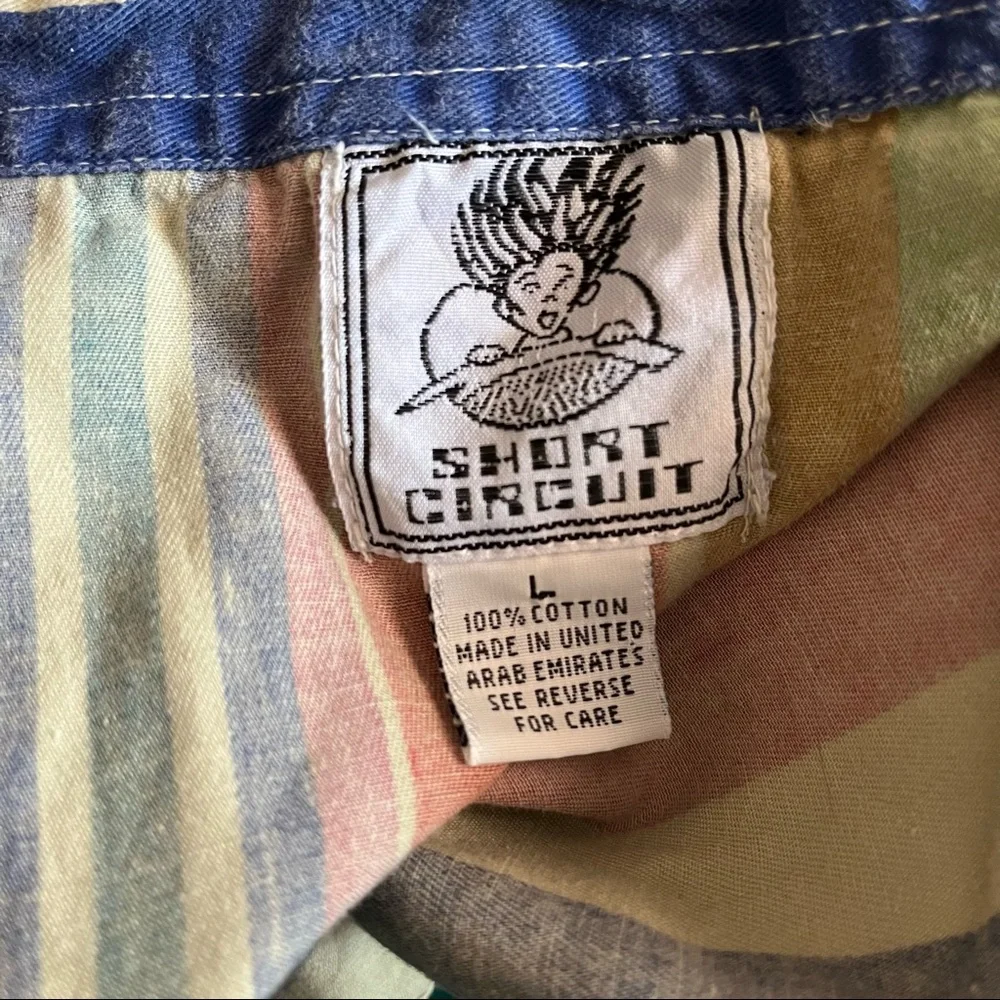 90s y2k vintage striped button down cotton - Picture 7 of 7